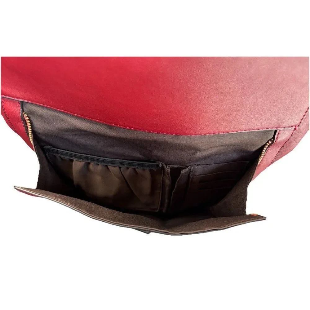Estarer Vegan Leather Backpack Burgundy Red Fits 15.6